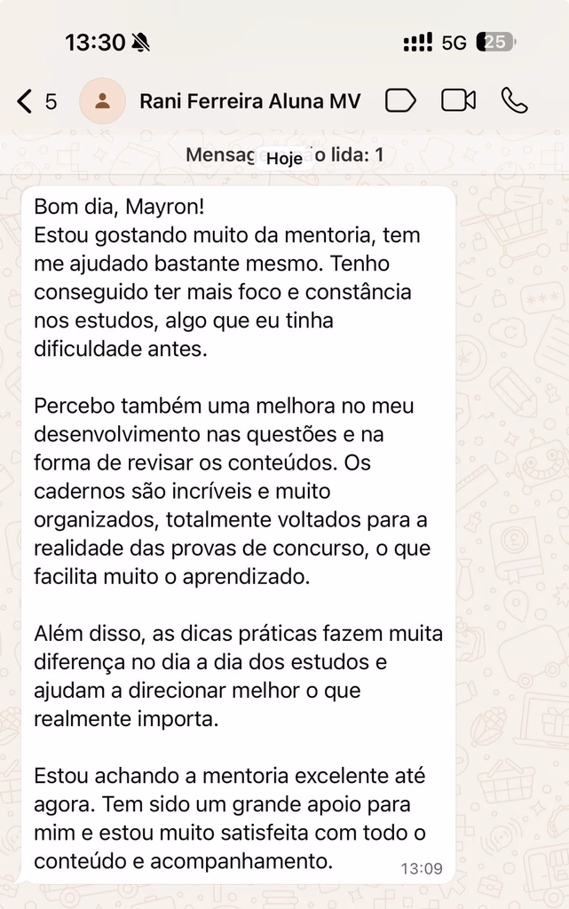 Depoimento de aluno