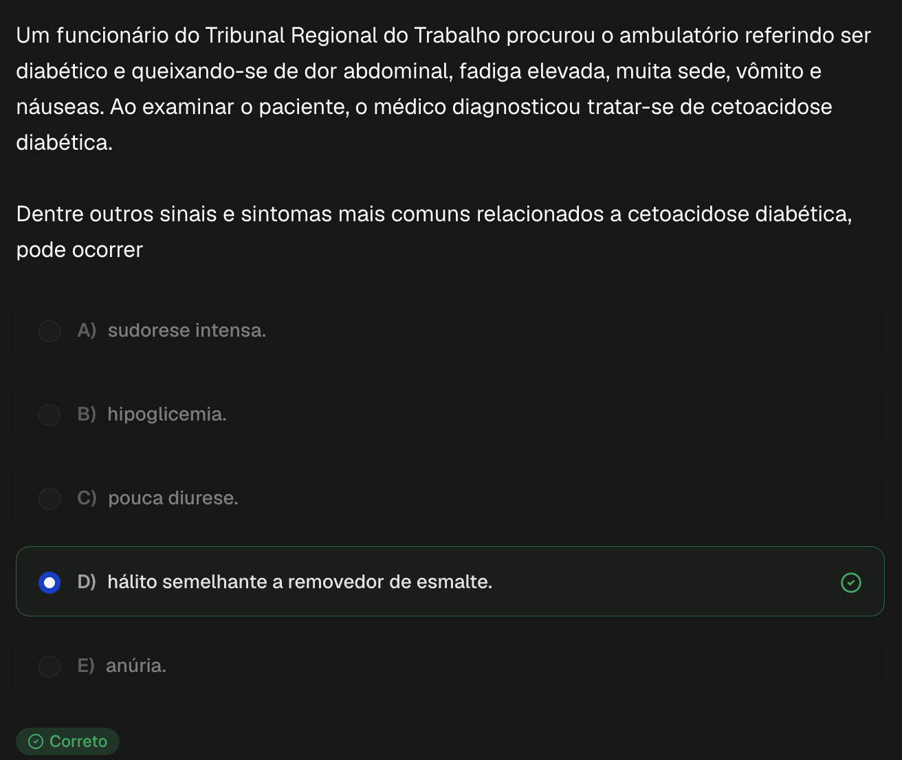 Questão respondida com gabarito correto